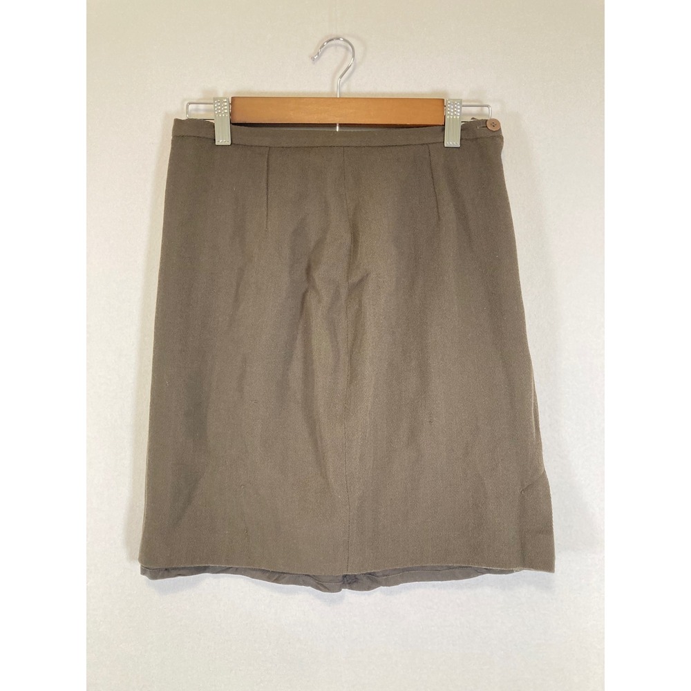 Dark‎ Academia Laura Ashley Womens Size 10 Brown Wool Herringbone Pencil Skirt